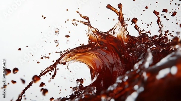 Fototapeta Dynamic Splash of Dark Brown Liquid, Coffee or Cola, Abstract Photography