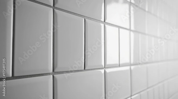 Fototapeta Elegant White Tiles Wall Pattern - Modern Interior Design