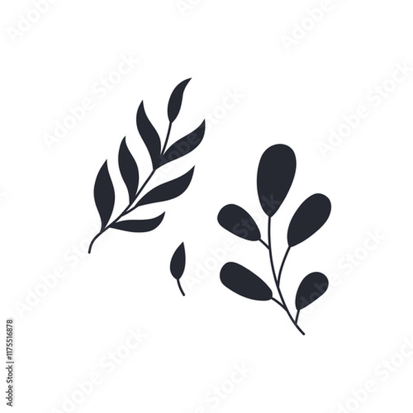 Obraz Leaf Black Vector Flat Minimalist.