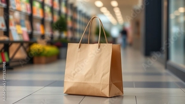 Fototapeta Paper shopping bag with handles.