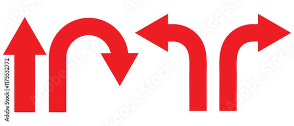 Fototapeta Go Straight This Way One Way Only U Turn Left