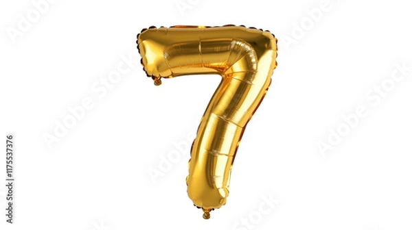Fototapeta gold balloon in the shape of the number seven