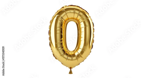 Fototapeta gold balloon in the shape of the number zero