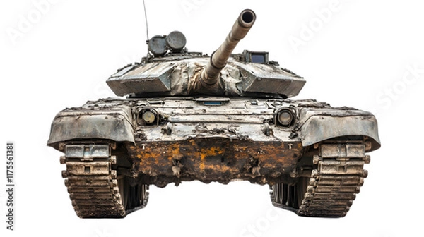 Fototapeta Military Tank  Armored Vehicle  Combat Machine  Mud  War  Army  Weapon  Powerful  Destruct