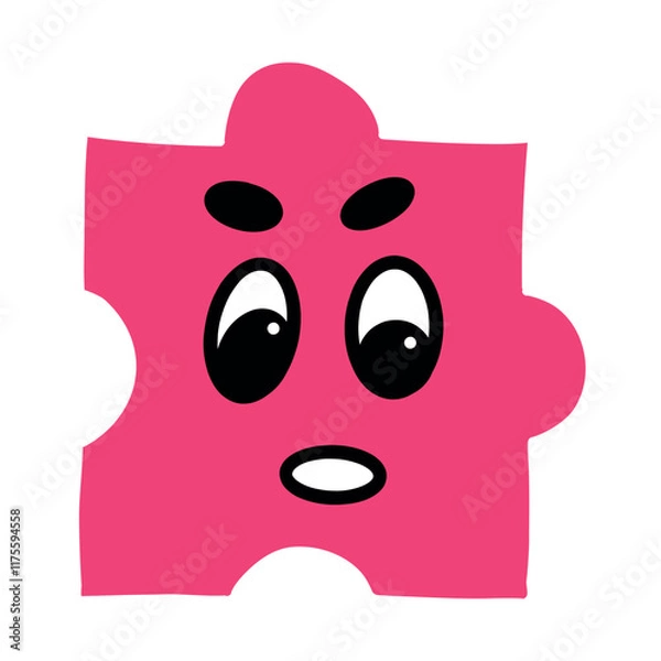 Fototapeta A single puzzle piece with a cartoon face. Perfect for projects related to feelings, emotions, sadness, loneliness, and puzzles.