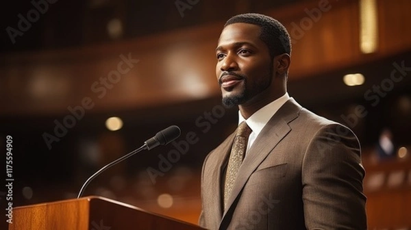 Obraz Man delivering speech at legislative hall