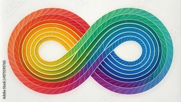 Fototapeta Vibrant Infinity Symbol with Colorful Curves and Leaf Patterns