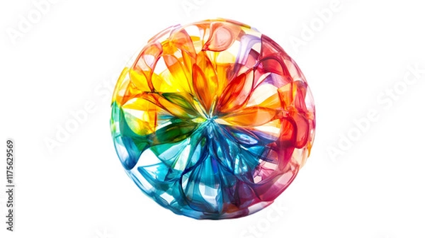 Obraz Vibrant Rainbow Sphere  Abstract Art  Colorful Glass Orb  Swirling Design  Modern Art  Dec