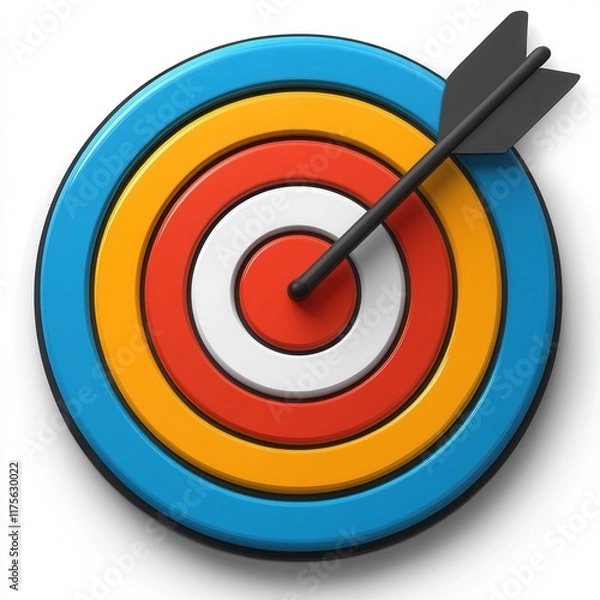Obraz Vibrant Target Icon, bold concentric circles in striking colors, set against a soft neutral backdrop, visually engaging and dynamic design