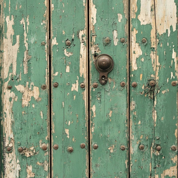 Fototapeta old door with lock AI generated 