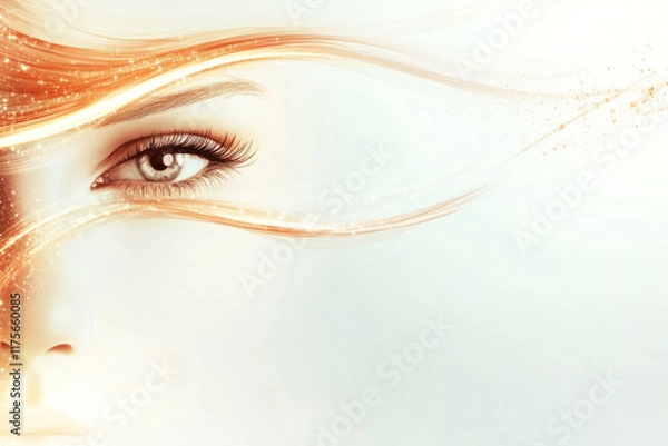 Fototapeta Beauty Background ,Close-up portrait of a woman with a mask and feathers, showcasing beauty, eyes, and glamour in a fashion-forward style,Generated By Ai