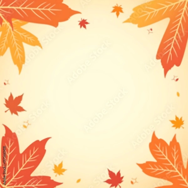 Fototapeta Autumn foliage border with empty space for seasonal design
