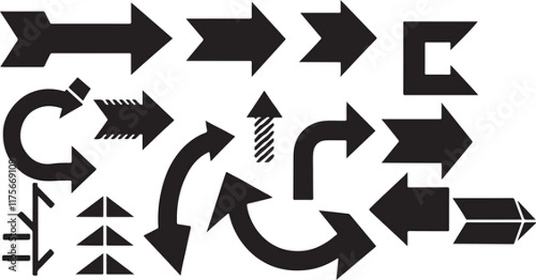 Fototapeta Vector Arrow Icon Set - Collection of Dynamic Arrows on White Background