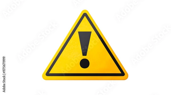 Fototapeta Yellow Triangle Warning Sign  Exclamation Mark  Alert  Caution  Hazard Symbol  Safety  Dan