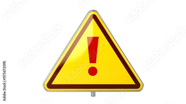 Fototapeta Yellow Triangle Warning Sign  Exclamation Mark  Alert  Caution  Hazard