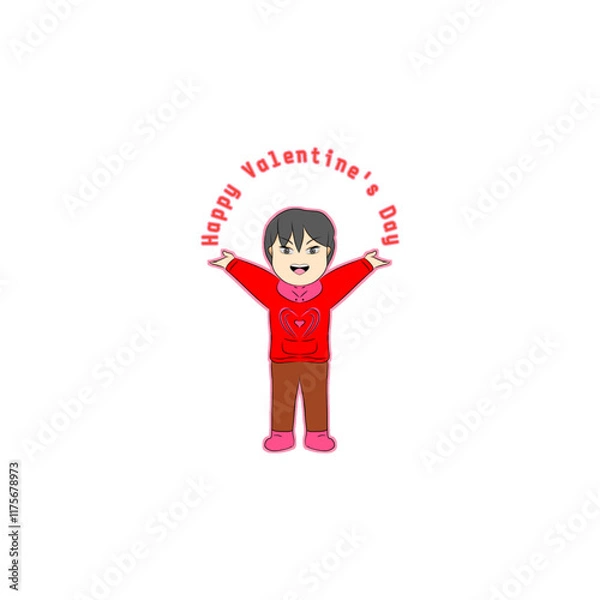 Obraz Chibi Art Valentine's day