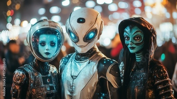 Fototapeta Robots and Aliens in the city
