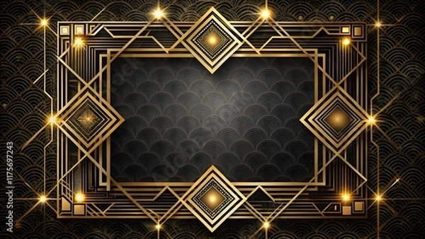 Obraz Vintage Gold Geometric Pattern Frame 