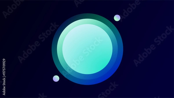 Obraz Blue green fading layer circle frame over dark blue gradient background