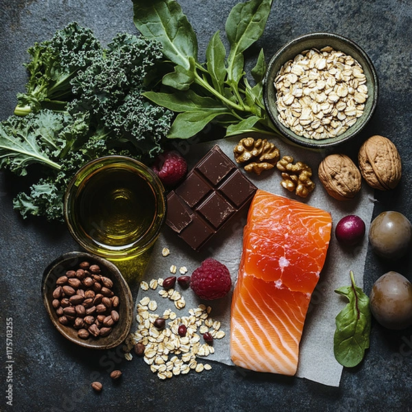 Fototapeta spices and herbs on wooden table