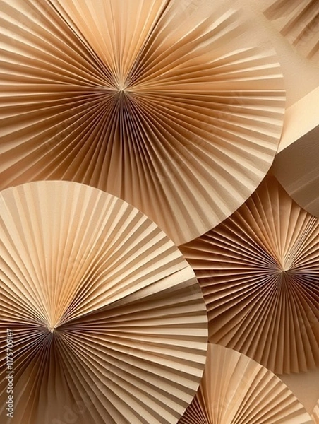 Fototapeta Layered Beige Paper Fan Texture