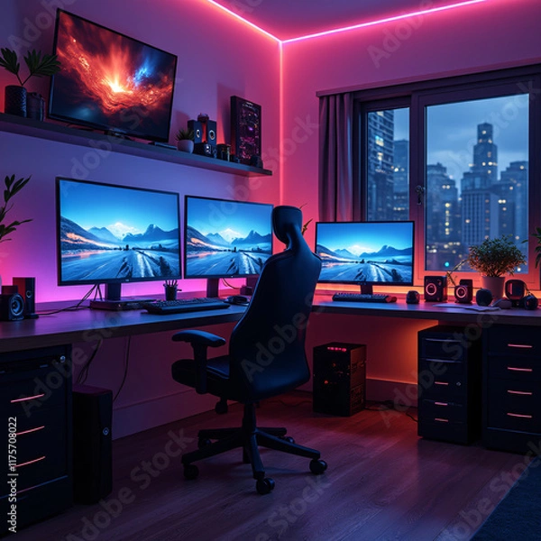 Fototapeta Technological room visual made with artificial intelligence