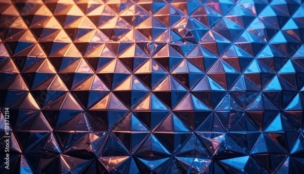 Obraz Shimmering geometric patterns create a mesmerizing display of light and shadow in a modern art installation at dusk