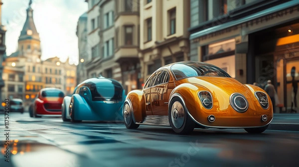 Fototapeta Luxuries Car on Road in the city, Wallpaper