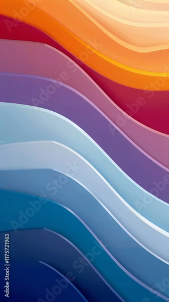 Fototapeta Gradient Ribbons: Colorful Abstract Paper Art in Cool Tones