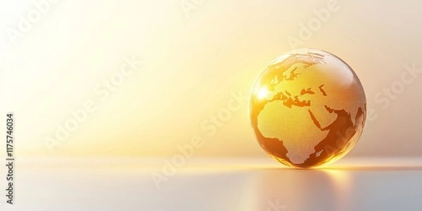 Obraz A holographic globe glowing softly, showcasing continents in warm tones