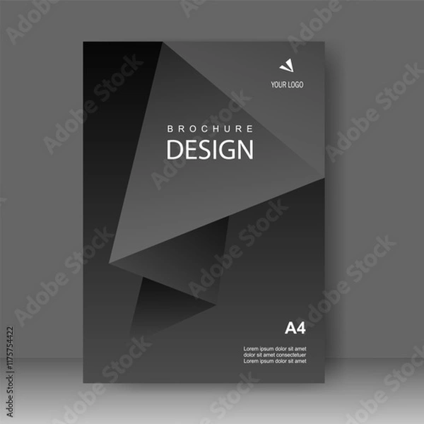 Obraz Cover design with black triangle modern Background. for cover book. Annual report. Brochure template, Poster, catalog. Simple Flyer promotion. magazine. Vector illustration