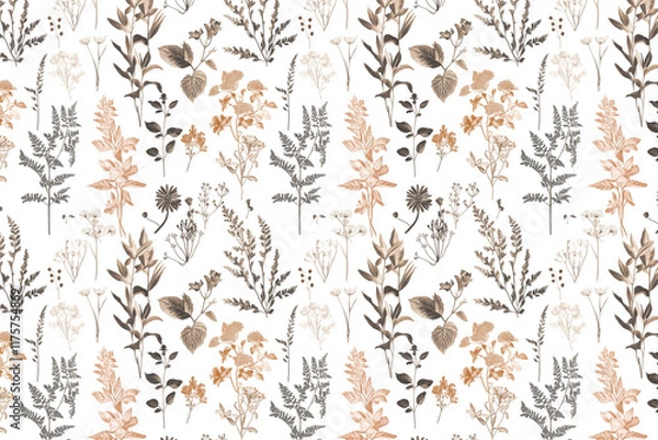 Fototapeta Toile floral pattern tapestry. Vintage botanical wallpaper pattern. Background image. Created with Generative AI technology.