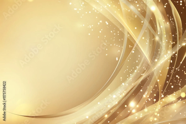 Fototapeta Golden Christmas Background with Glowing Stars and Abstract Design,Generated By Ai