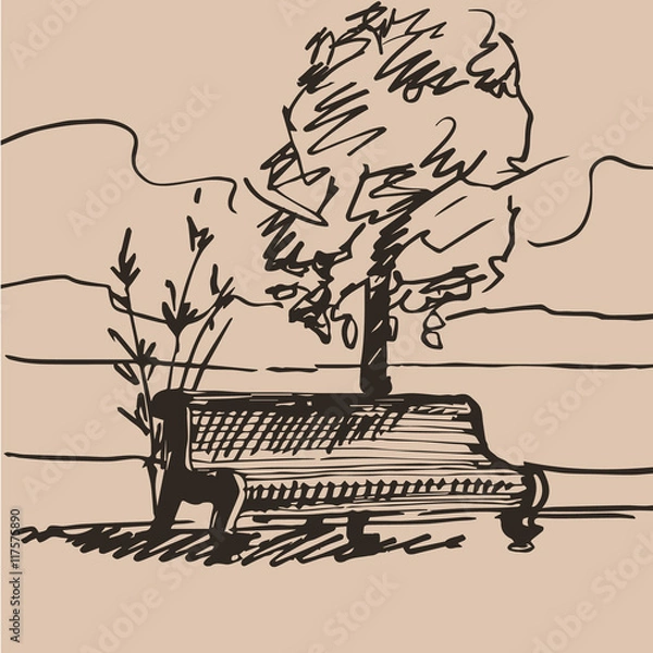 Obraz Hand drawn bench