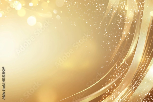 Fototapeta Golden Christmas Background with Glowing Stars and Abstract Design,Generated By Ai