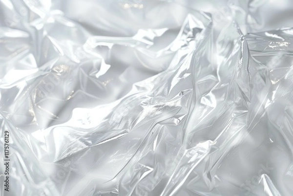 Fototapeta Image of Crumpled sheet of polythene plastic wrap. Texture for background usage