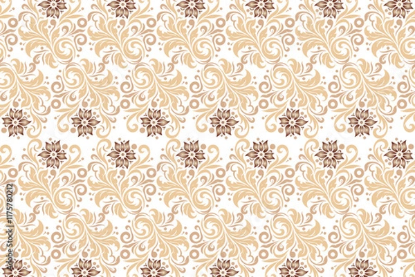 Fototapeta abstract seamless floral design with vintage botanical ikat motifs for fabric and wallpaper all over textured flower blossom pattern with traditional accents
