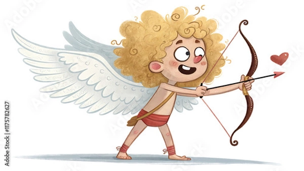 Fototapeta Crazy cupid on isolated background