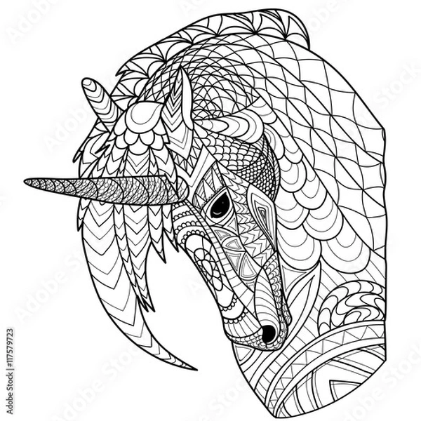 Fototapeta Unicorn line coloring