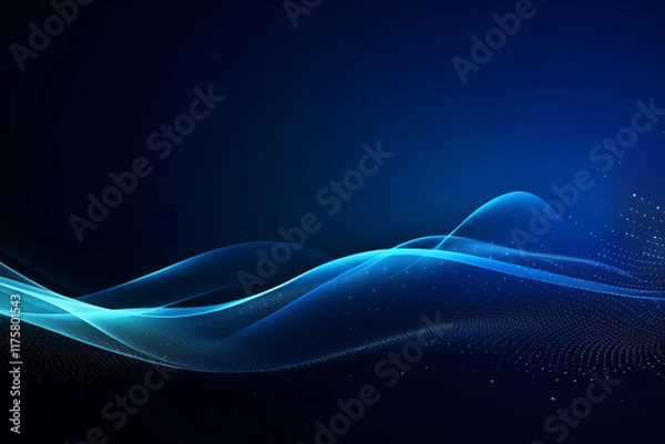 Fototapeta Blue Abstract Wave Design with Dynamic Lines and Light,Generated By Ai