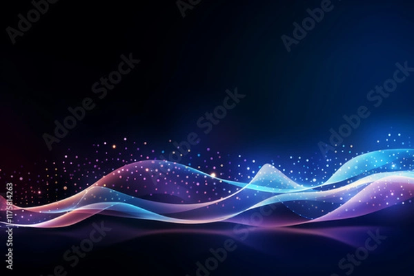 Fototapeta Abstract blue wave illustration with flowing lines and glowing light effect, perfect for wallpaper or design template,Generated By Ai