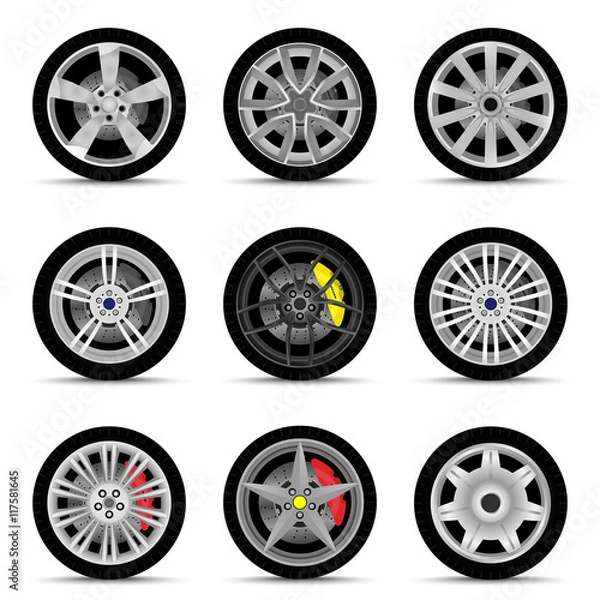 Obraz car wheels set