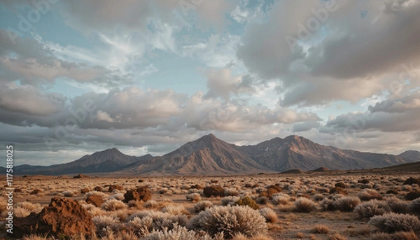 Fototapeta Stunning mountain landscape under dramatic cloudy sky