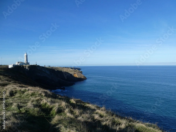Fototapeta Cliffs of Cabo Mayor and the Cabo Mayor lighthouse.