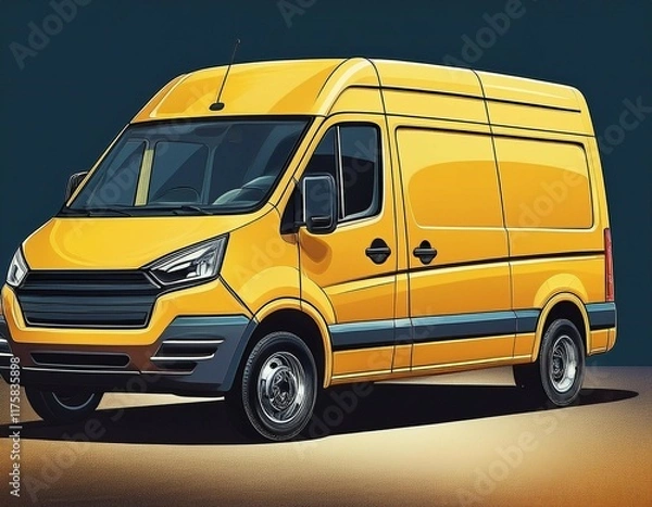 Obraz yellow van mockup with design space generative ai
