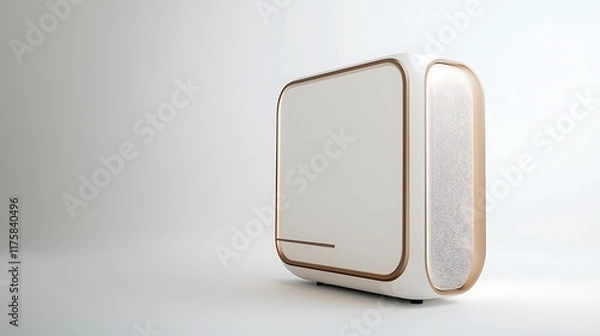 Fototapeta A white box with gold trim sits on a white background