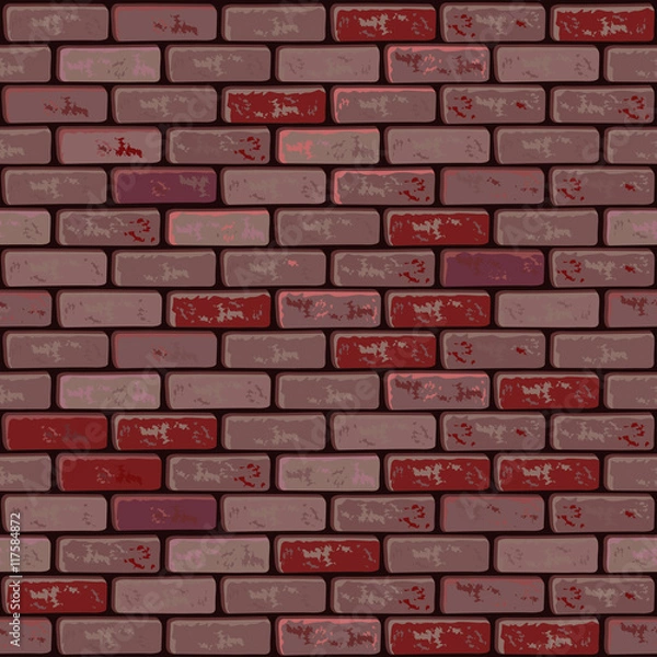 Obraz Seamless background brick wall. Vector pattern in red colors.