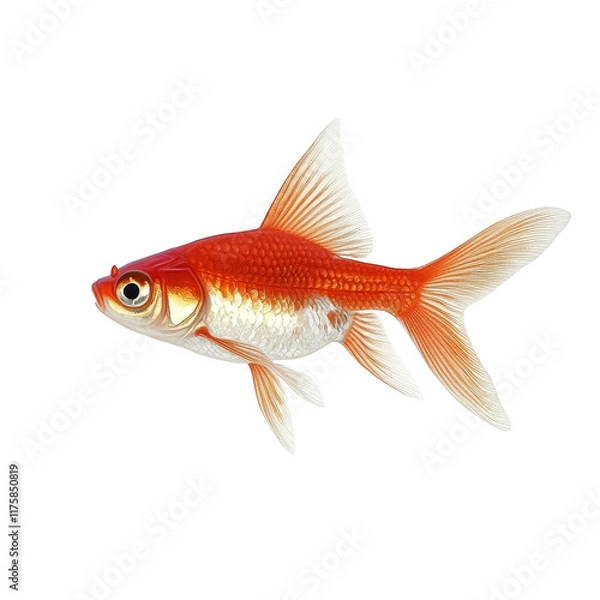 Obraz Goldfish swimming gracefully against a transparent background for clarity and focus on its vibrant colors, Gold fish Isolation on transparent background