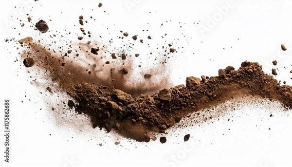 Obraz falling soil dirt isolated on white or transparent