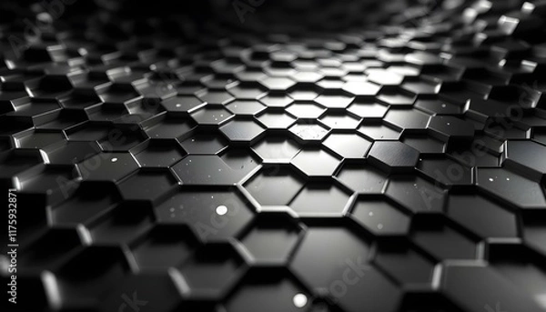 Fototapeta Abstract Hexagon Pattern: Sleek, Dark, and Geometric